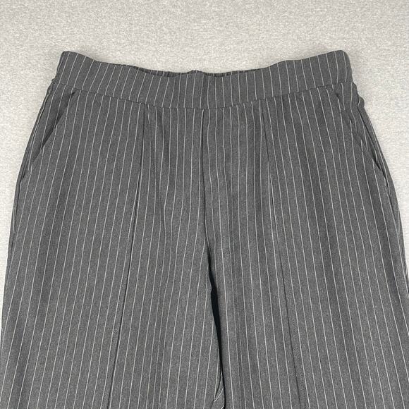 Noisy May Pants Womens XL Gray Pinstripe High Waist Pull On Split Hem Trousers - Picture 16 of 16